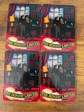 The Honest Lawyer Subject to Discovery Set of 4 Coasters Pub World England Box
